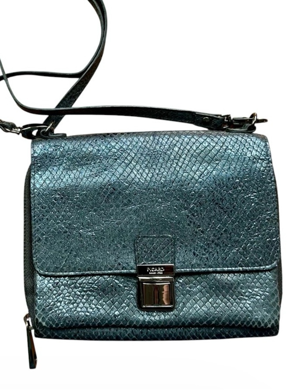 🩶Elegant Metallic Snakeskin Crossbody Evening Bag by Picard🪩🖤